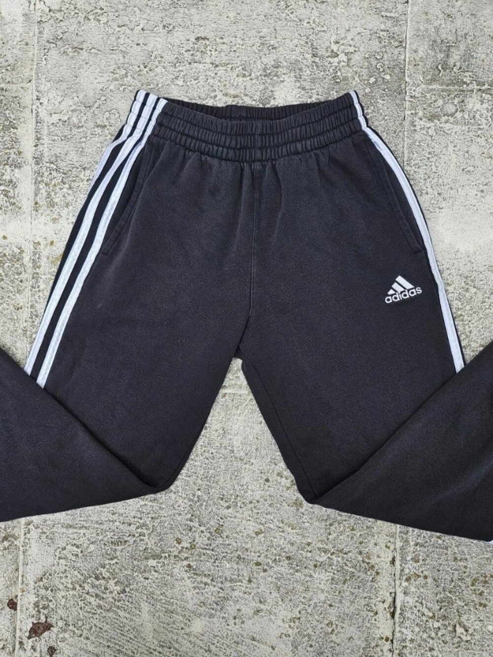 Adidas Boys Pant Black Joggar Trouser Sport Athletic White Stripes Size